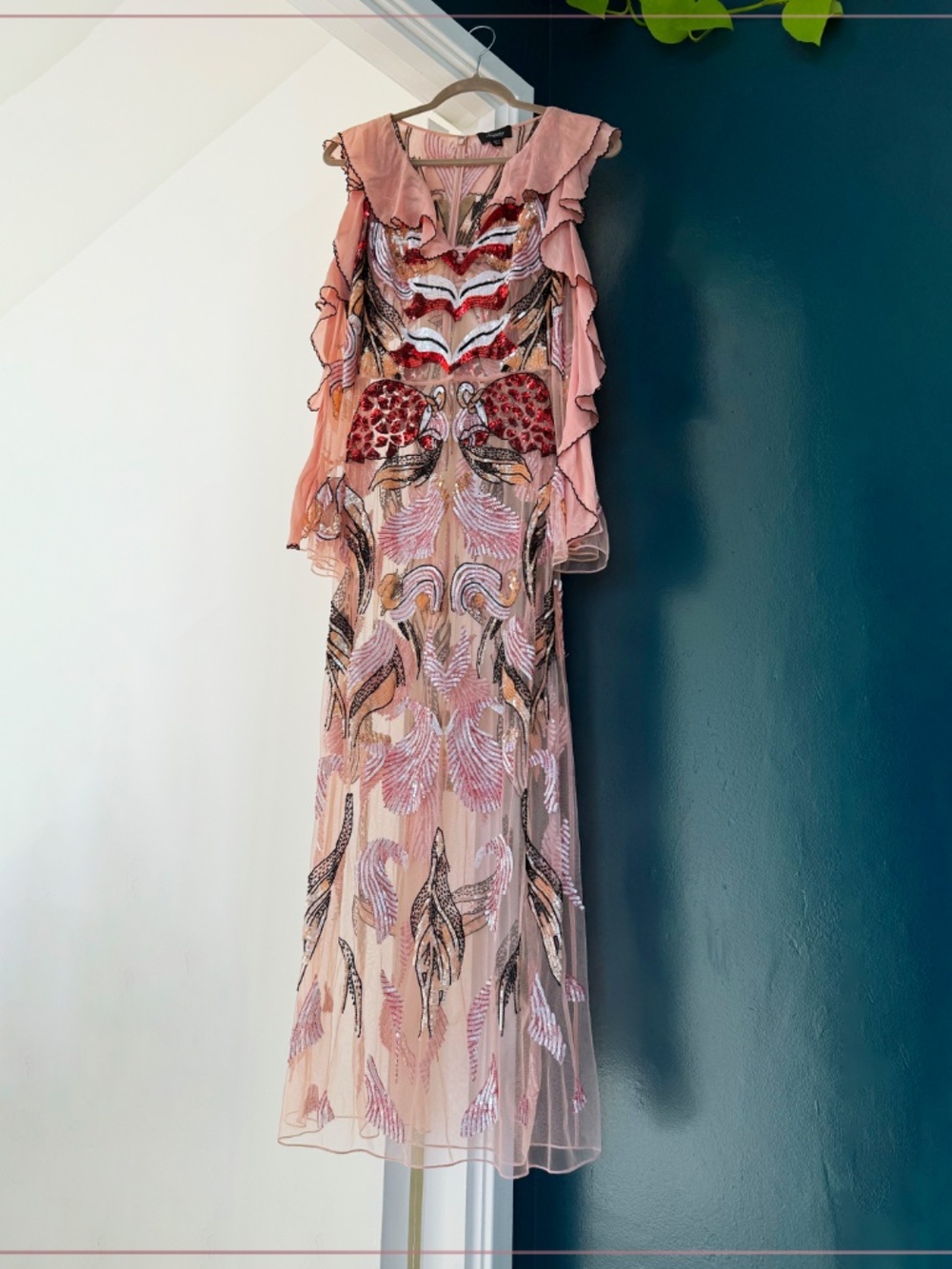 $3910 Temperley London ‘Amaya’ Embellished Rosewater Ruffle Runway Midi Dress - Picture 11 of 15